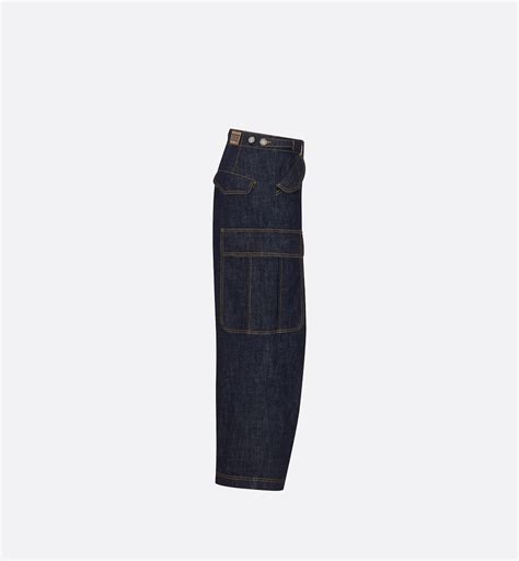 Dior 8 Cargo Jeans, D02 Deep Blue Cotton Denim